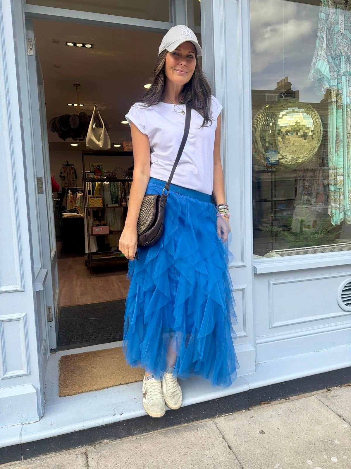 Rosalie Tulle Midi Skirt - Cobolt Blue
