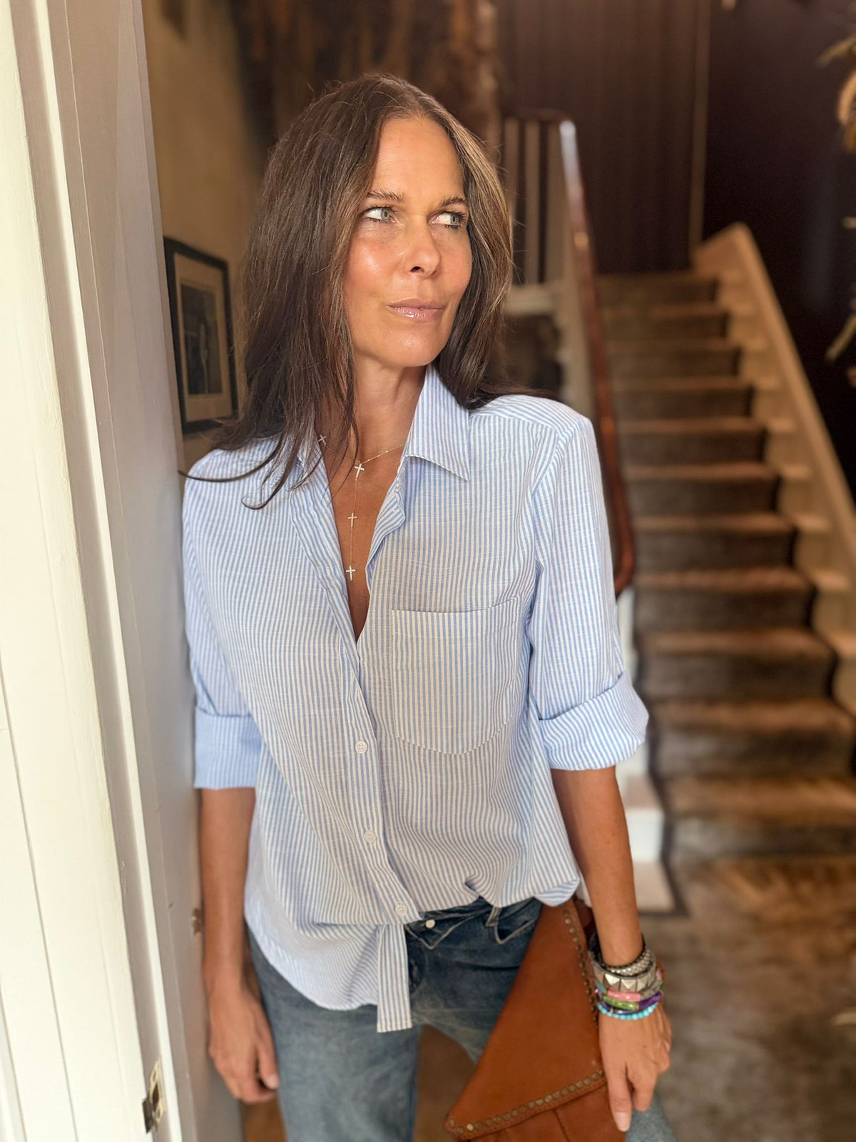 Lark Stripe Shirt - Sky Blue