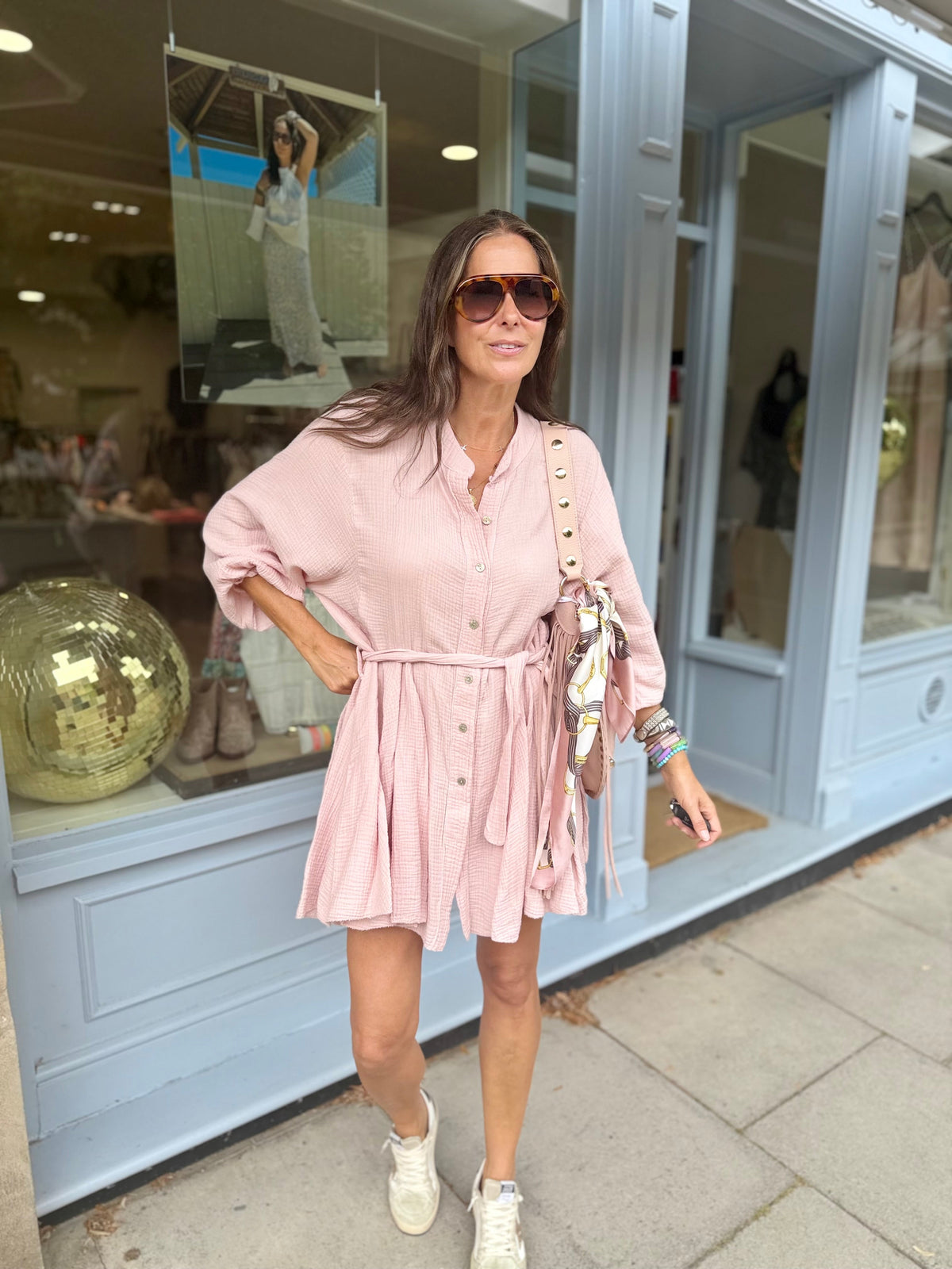 Minnie Cotton Mini Dress - Soft Pink