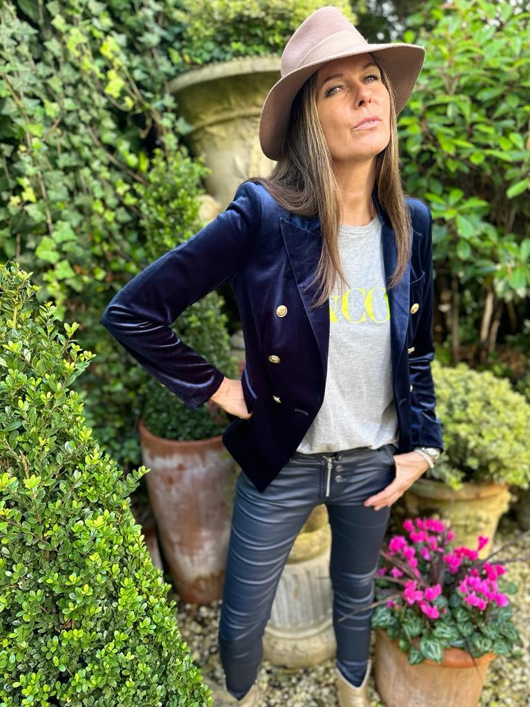 Jean Lux Leather Look Navy