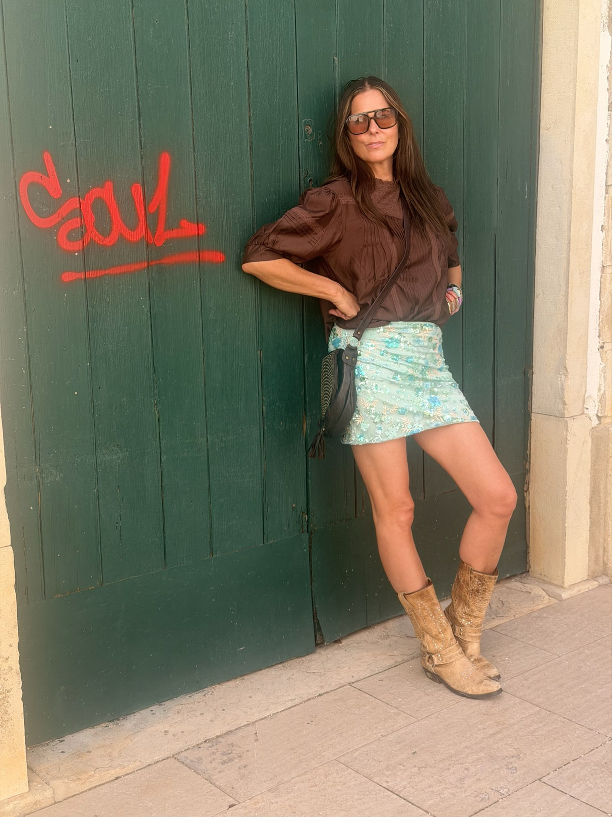 Talia Beaded Mini Skirt- Mint