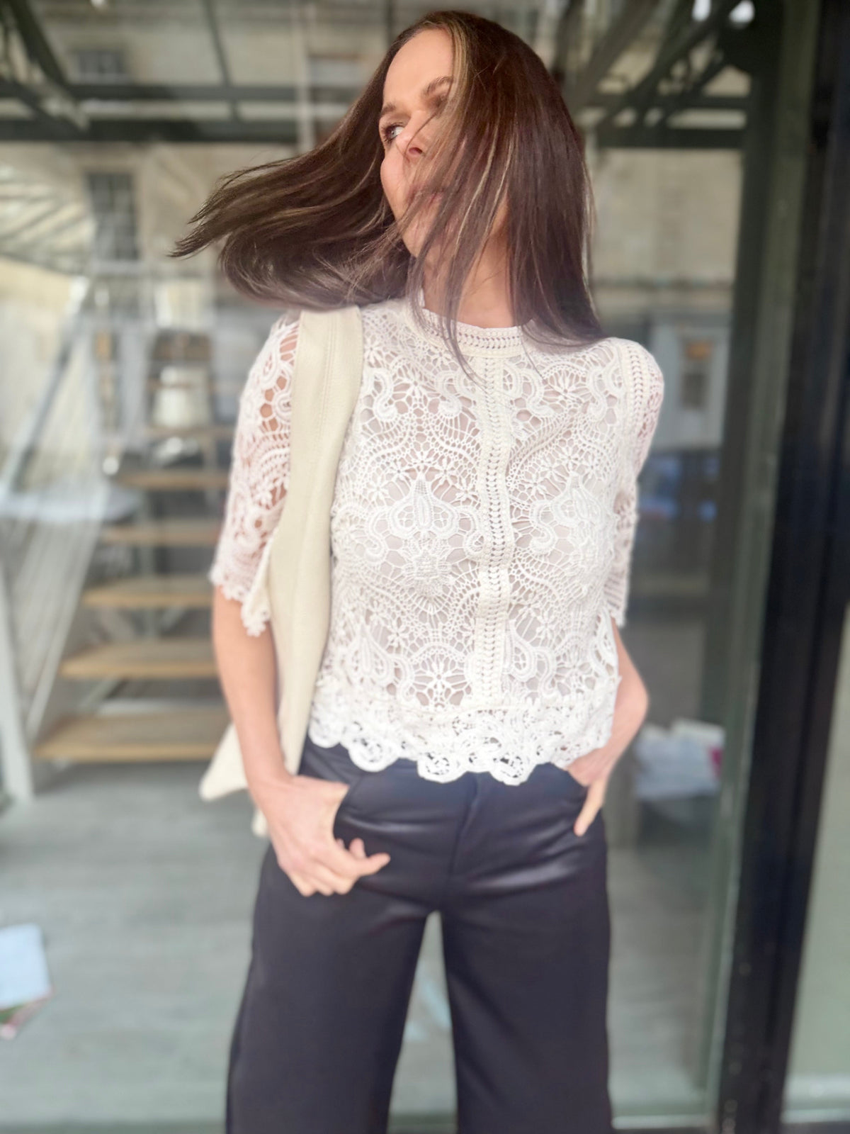 Raquel Crochet Blouse - Ecru