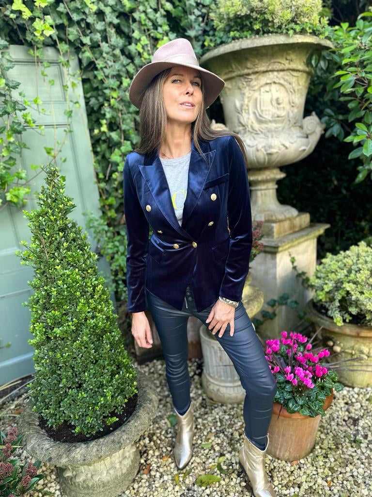Jean Lux Leather Look Navy