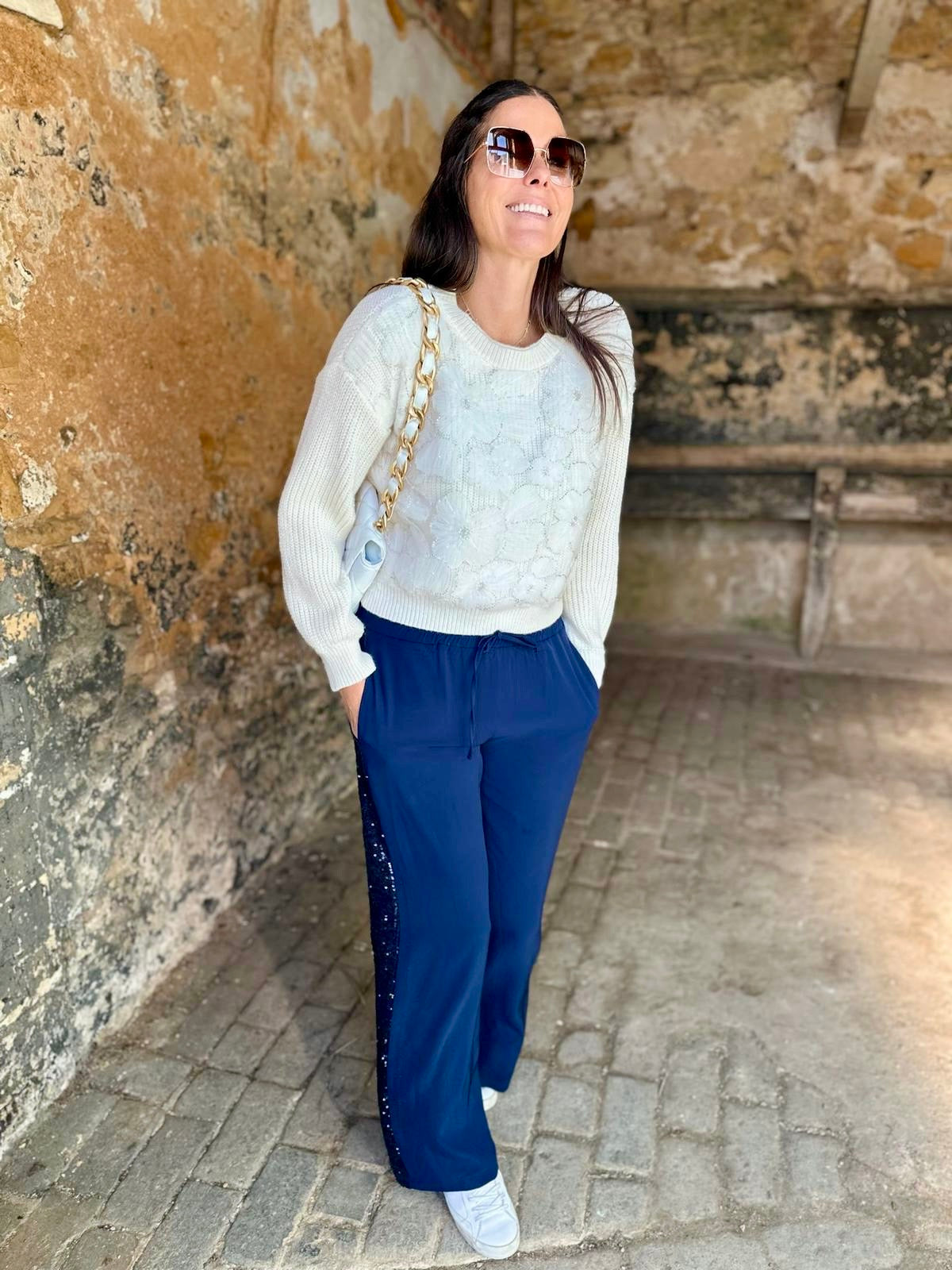 Tempest Pant - Navy With Navy Sequin