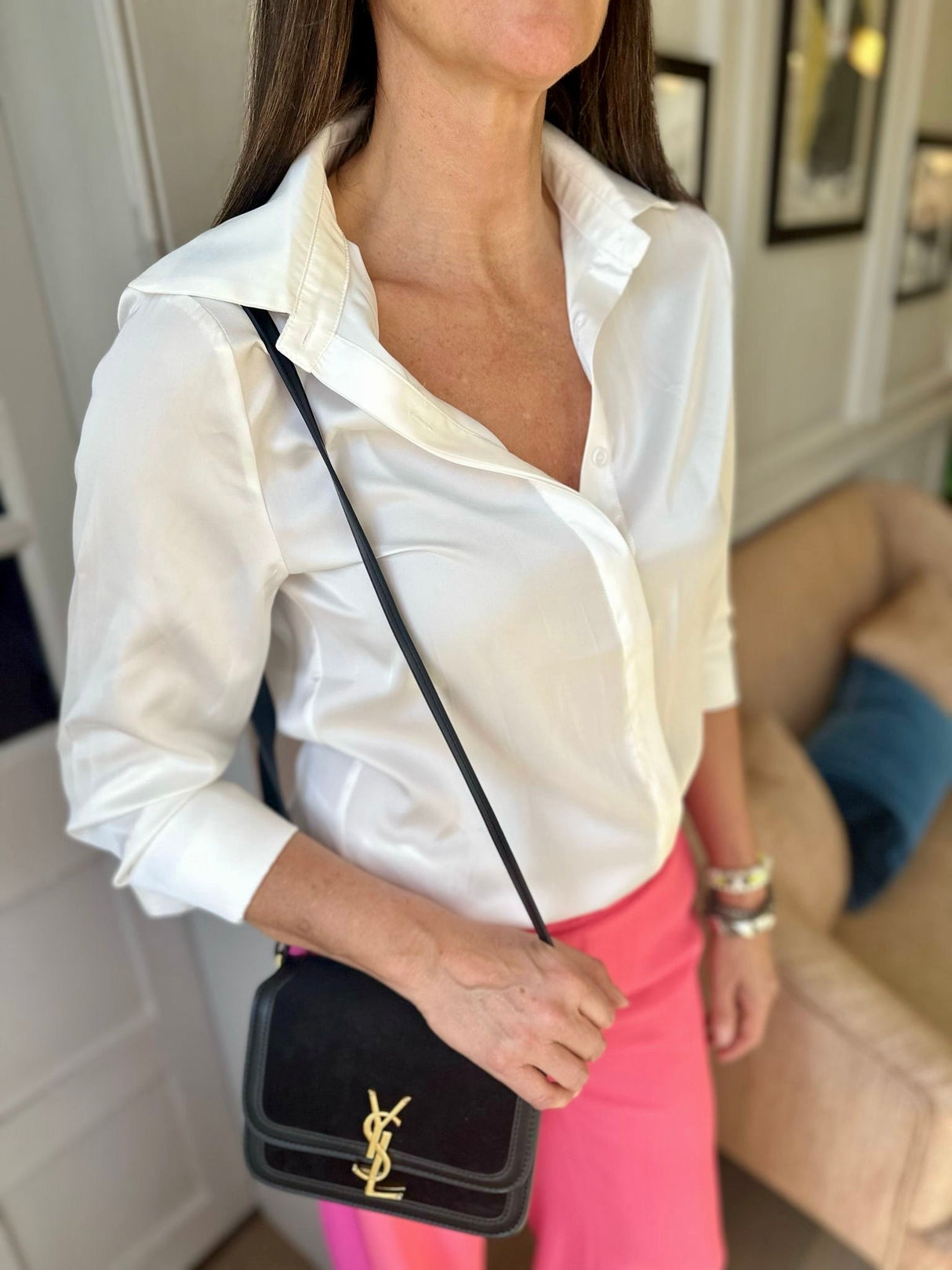 Camille Satin Shirt White
