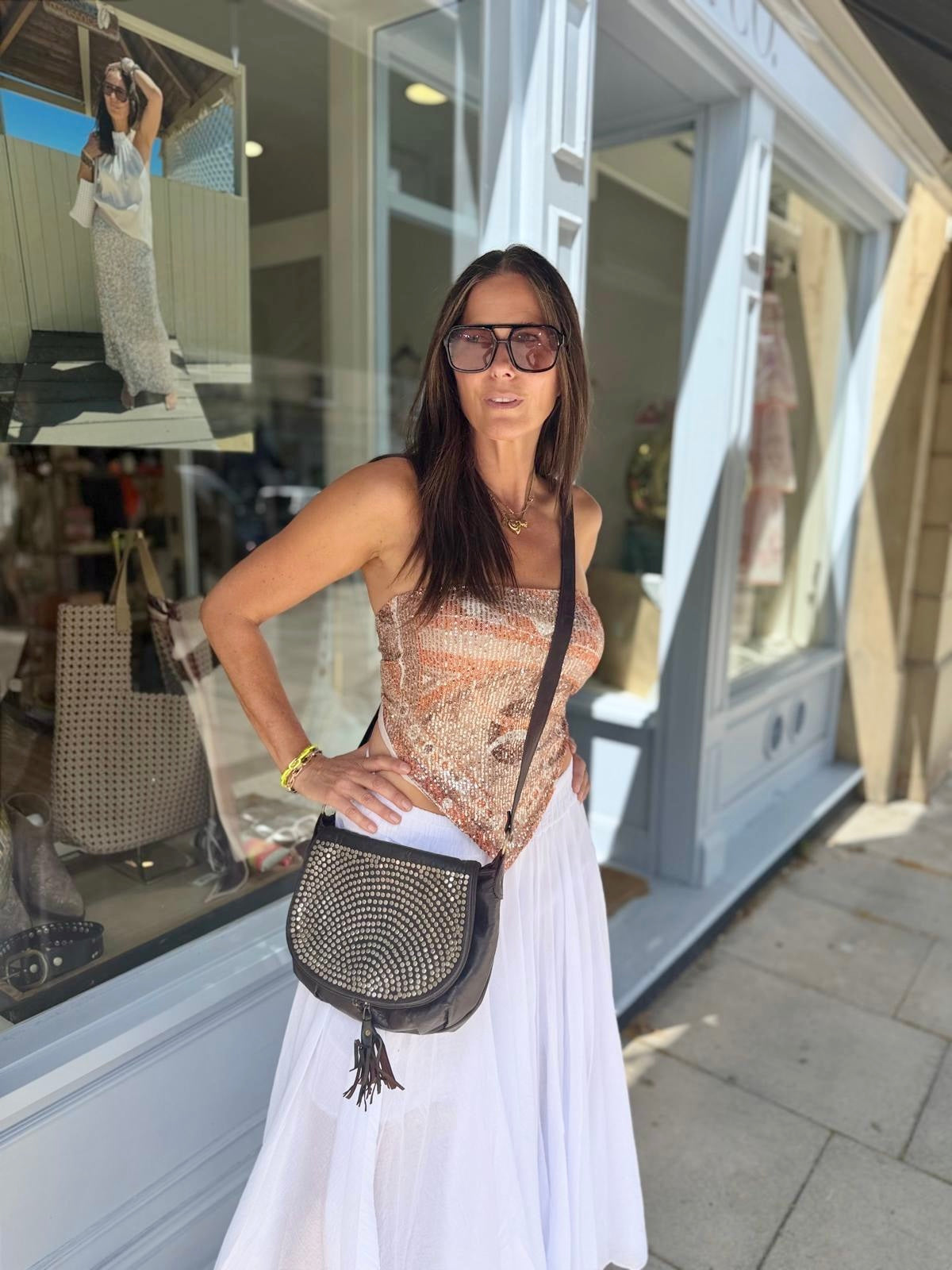 Nia Strapless Tie Top - Taupe