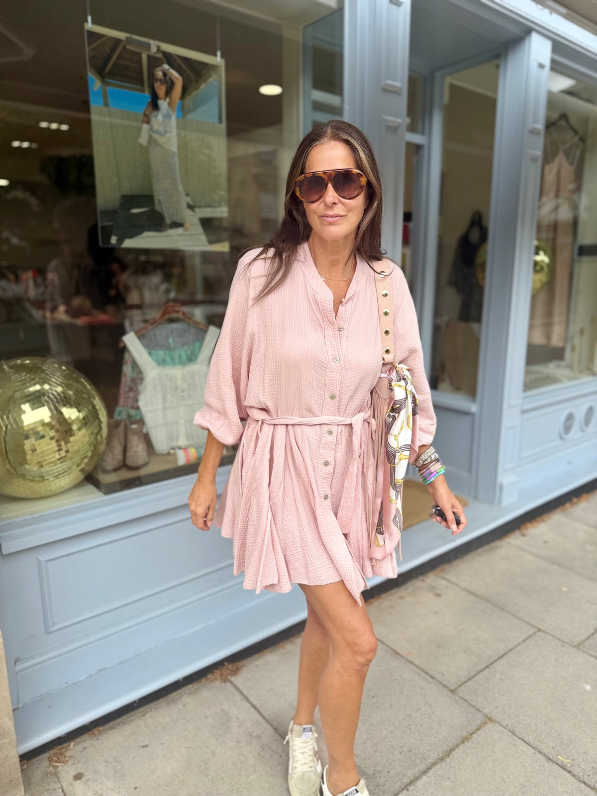 Minnie Cotton Mini Dress - Soft Pink