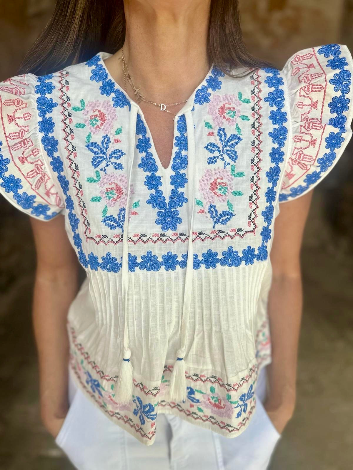 Helly Embroidered Top - White
