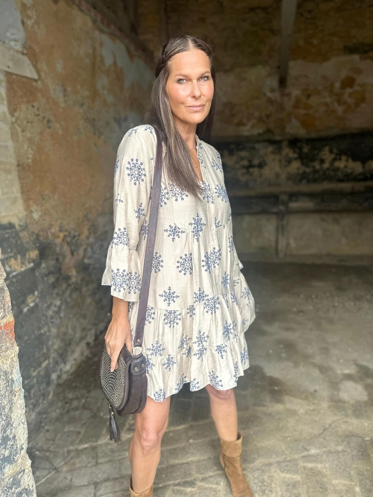 Maison Tiered Mini Dress - Neutral