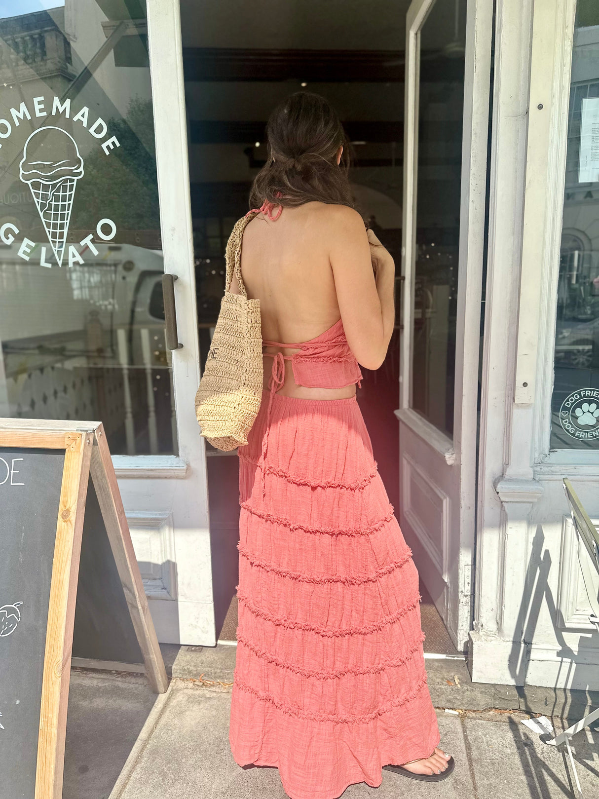 Gigi Open Back Top - Coral
