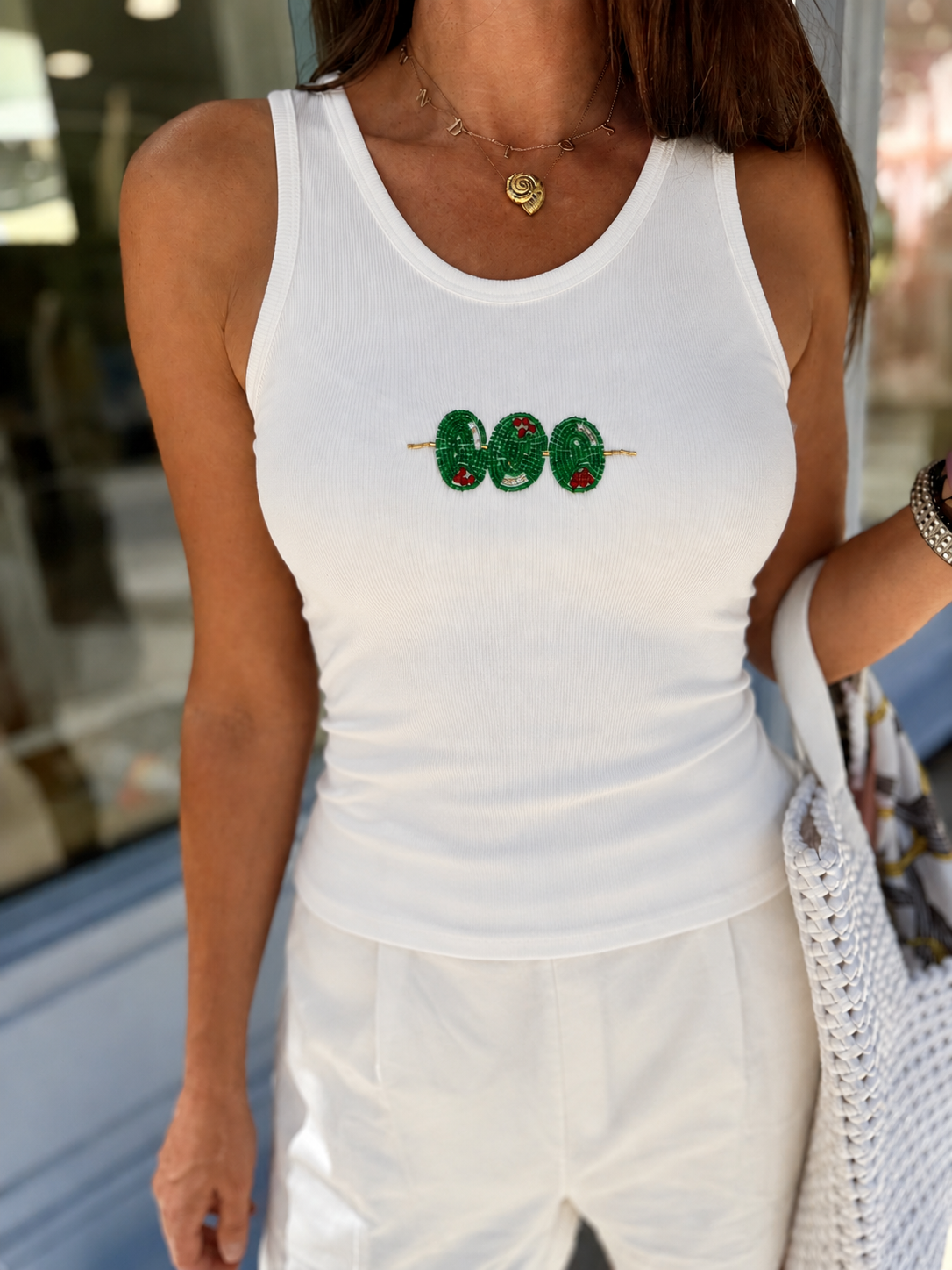 Embellished Tank - Olive