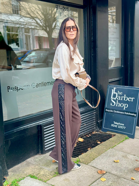 Tempest Pant - Chocolate With Black Sequin