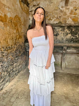 Laurie Ruffle Maxi Dress - White