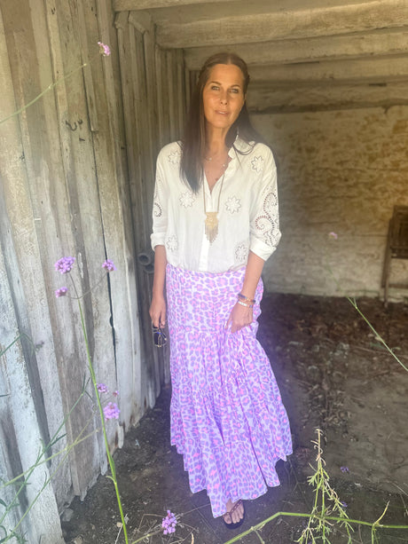 Heather Animal Print Skirt - Pink/Lilac