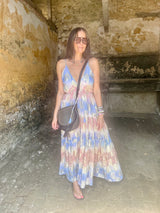 Crystal Metallic Maxi Dress - Blue