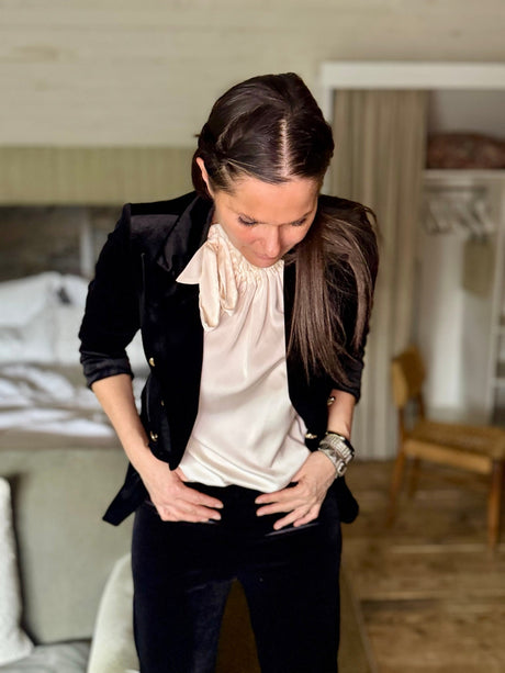 Victoria Velvet Blazer - Black