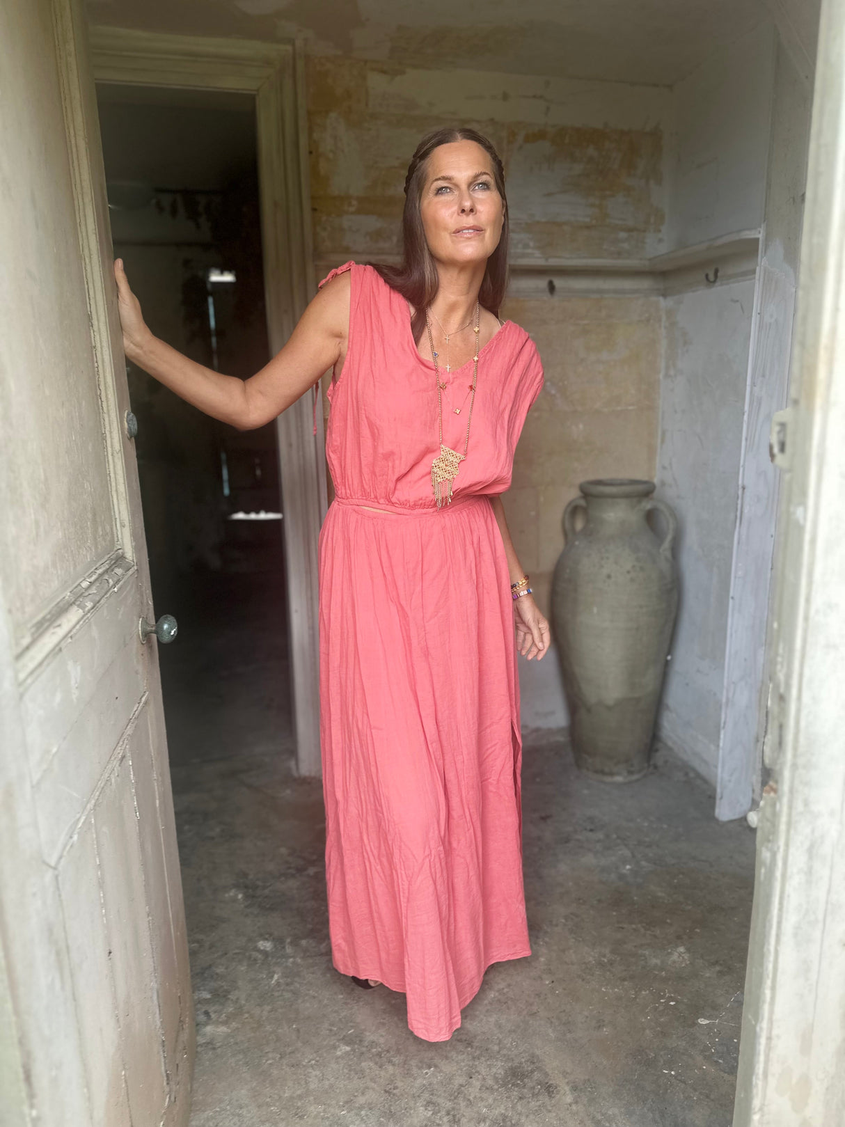 Zahra Cut Out Maxi - Muted Coral