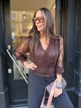 Nolan Lace Top - Chocolate