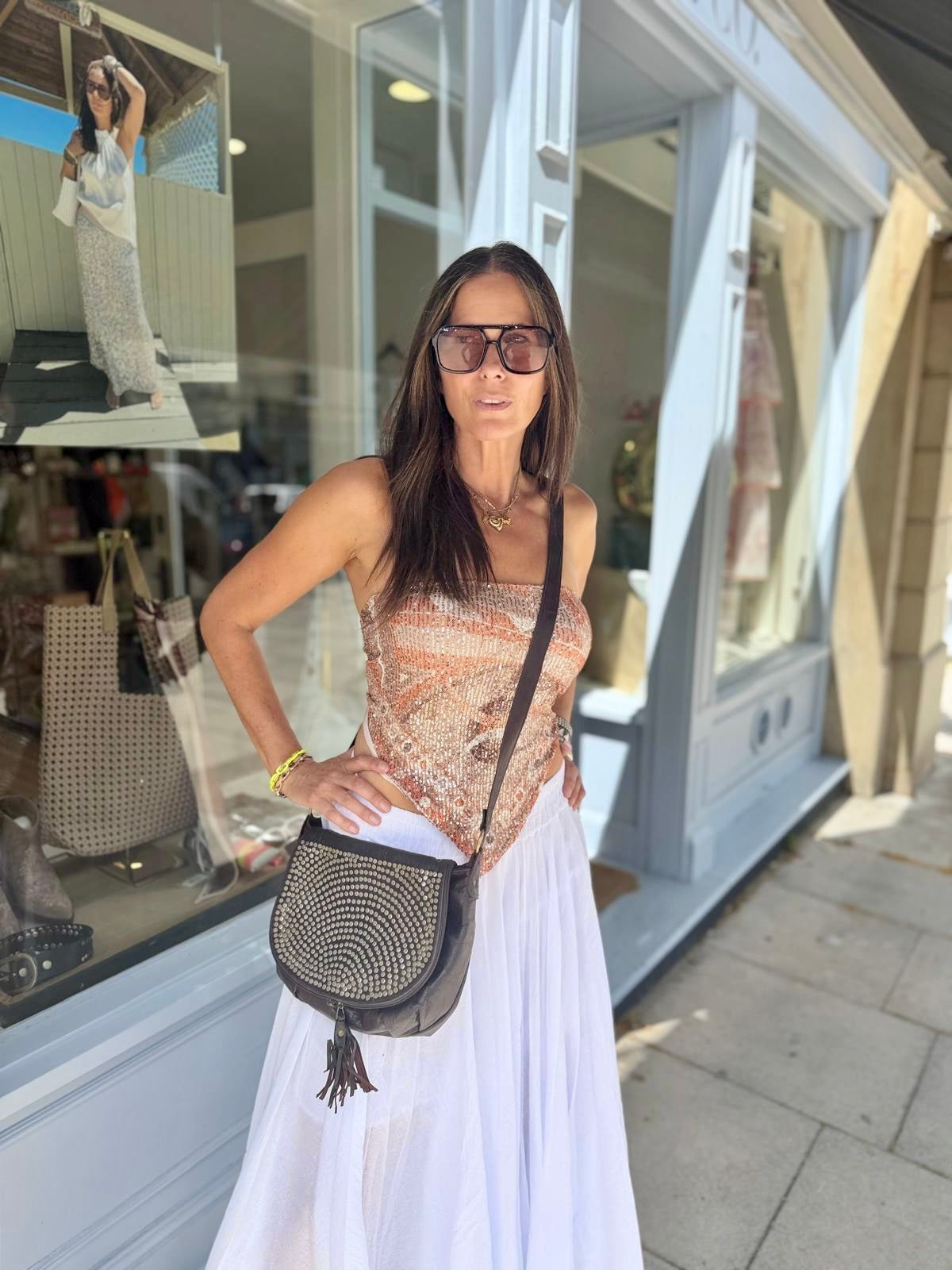 Nia Strapless Tie Top - Taupe