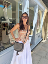 Nia Strapless Tie Top - Taupe