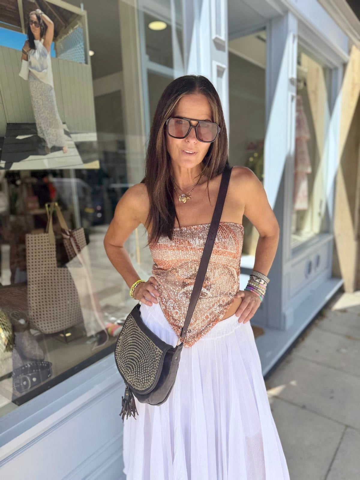 Nia Strapless Tie Top - Taupe