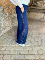 Tempest Pant - Navy With Navy Sequin