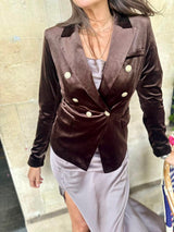 Victoria Velvet Blazer - Chocolate