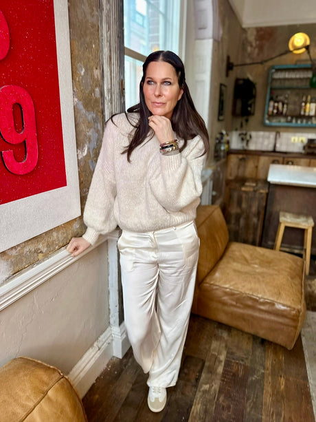 Kaite Silk Blend Pant Ivory
