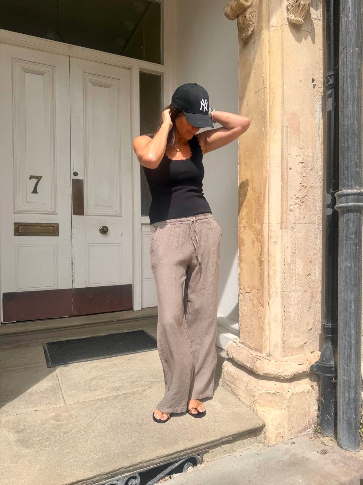 Linen Drawstring Pant - Dark Taupe