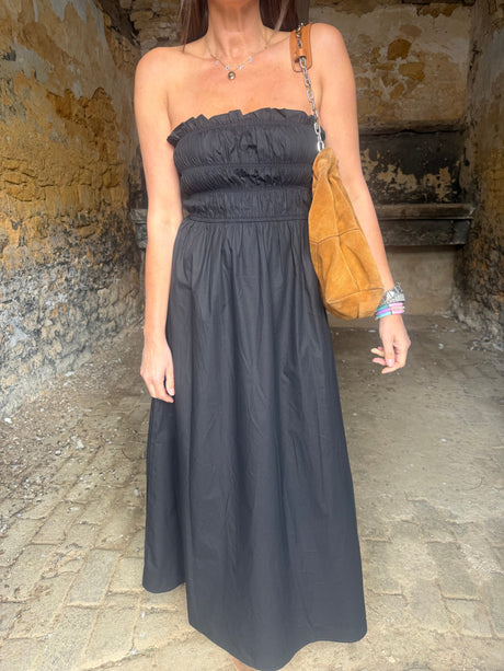 Coral Strapless Dress- Black