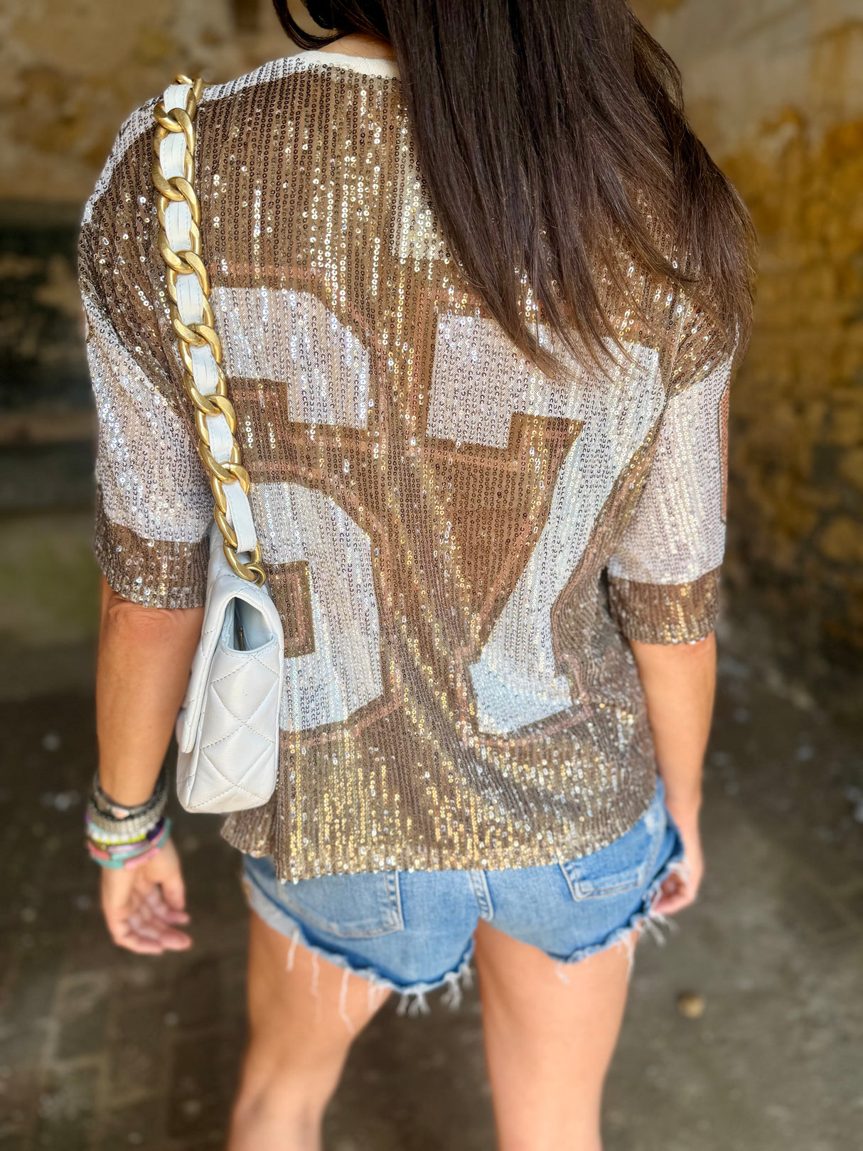 Sequin NFL Inspired Top - Gold