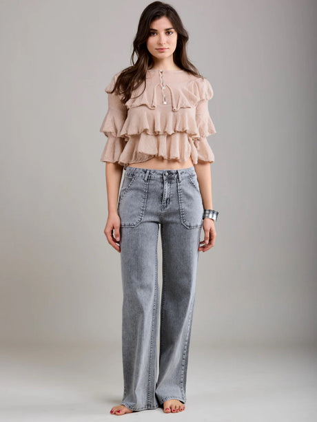 Crush Wide Leg Jean - Grey