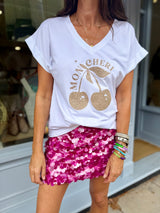 Aveline Sequin Mini Skirt - Fuchsia