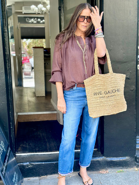 JoJo Floaty Blouse - Chocolate