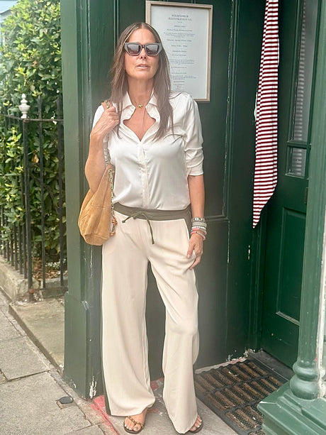 Camille Satin Shirt Nude