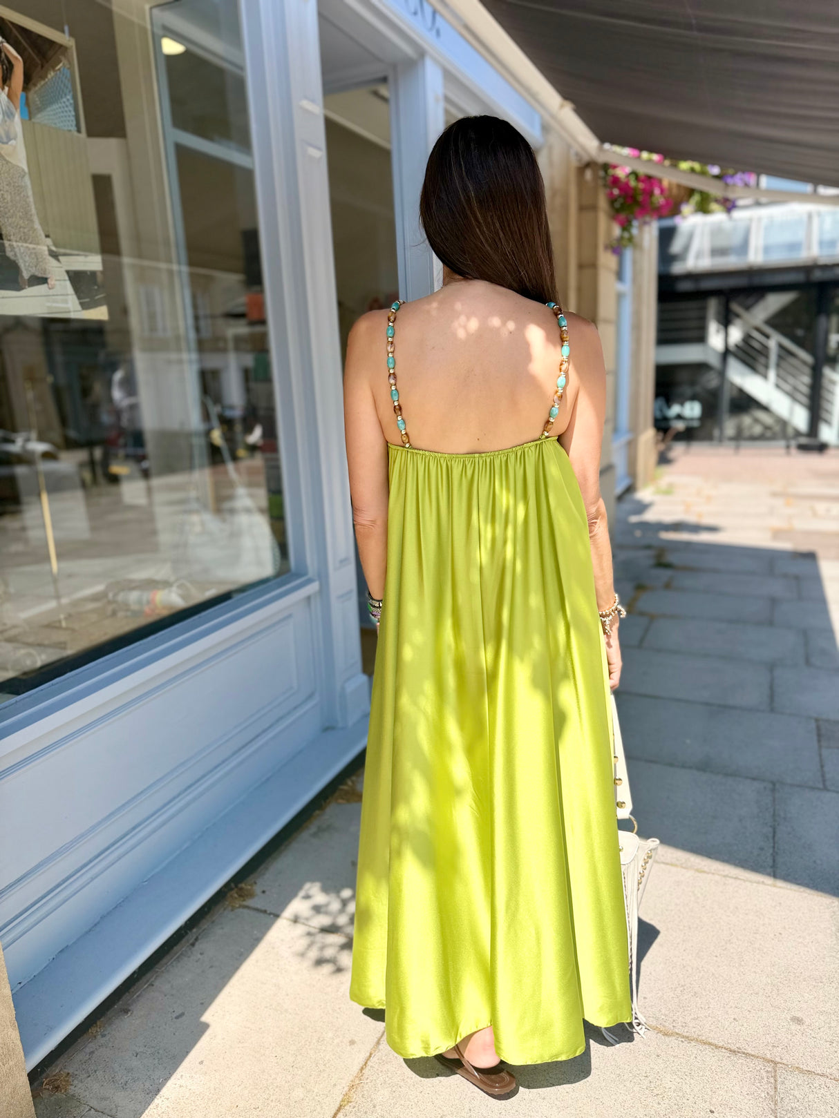 Lottie Beaded Maxi Dress - Lime