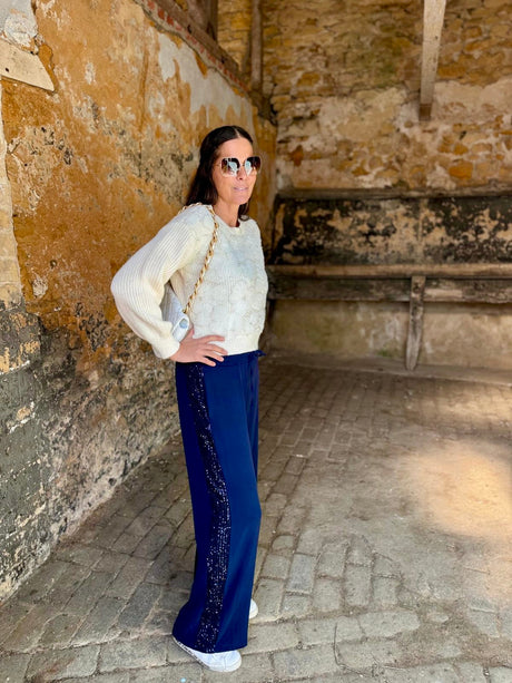 Tempest Pant - Navy With Navy Sequin