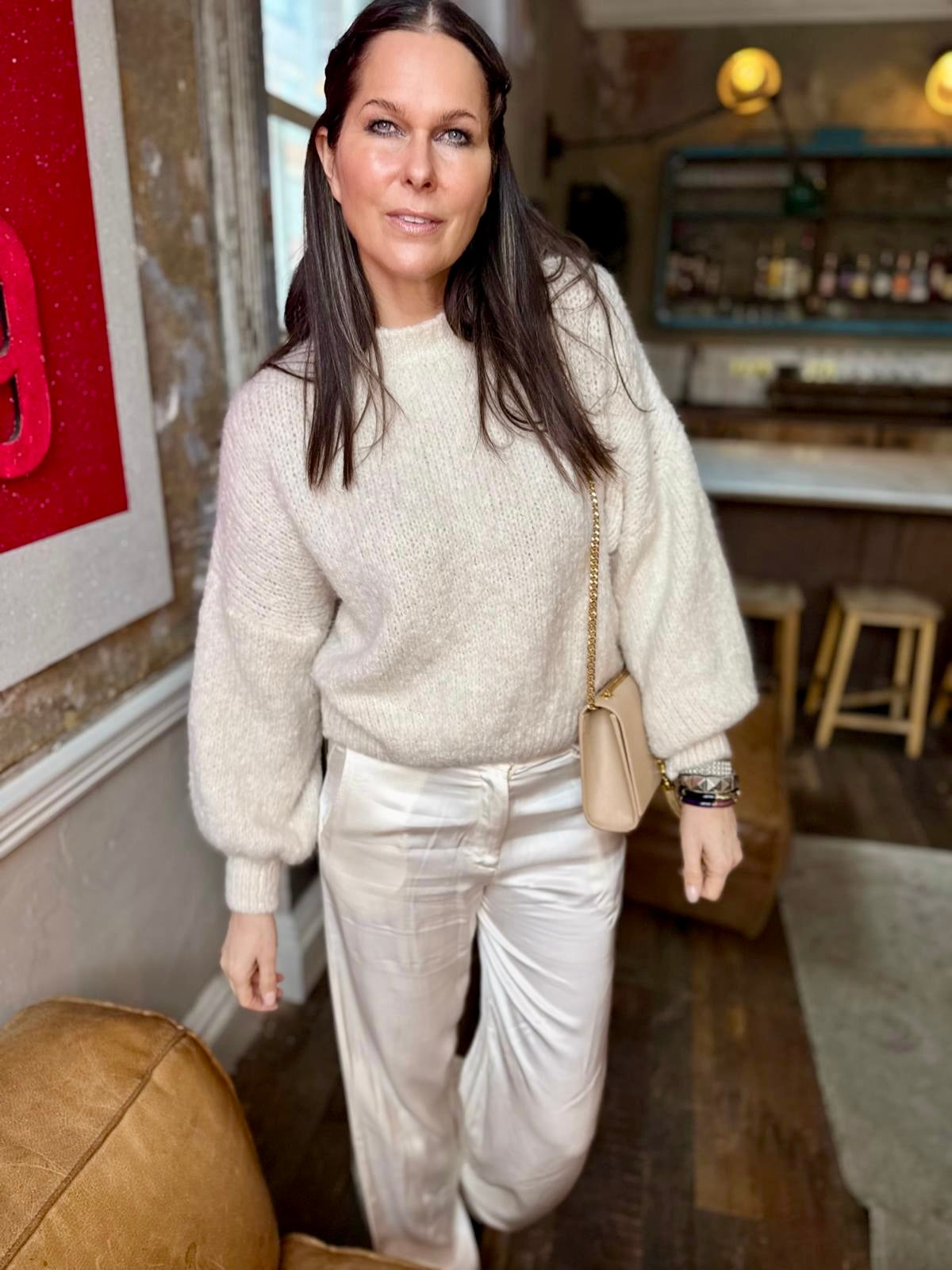 Kaite Silk Blend Pant Ivory