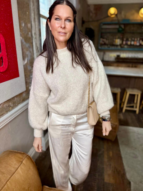 Kaite Silk Blend Pant Ivory