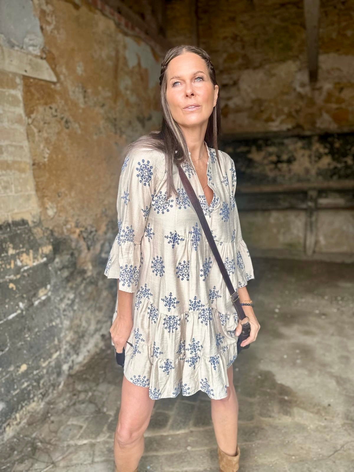 Maison Tiered Mini Dress - Neutral