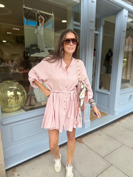 Minnie Cotton Mini Dress - Soft Pink