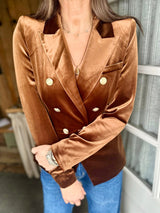 Victoria Velvet Blazer - Bronze