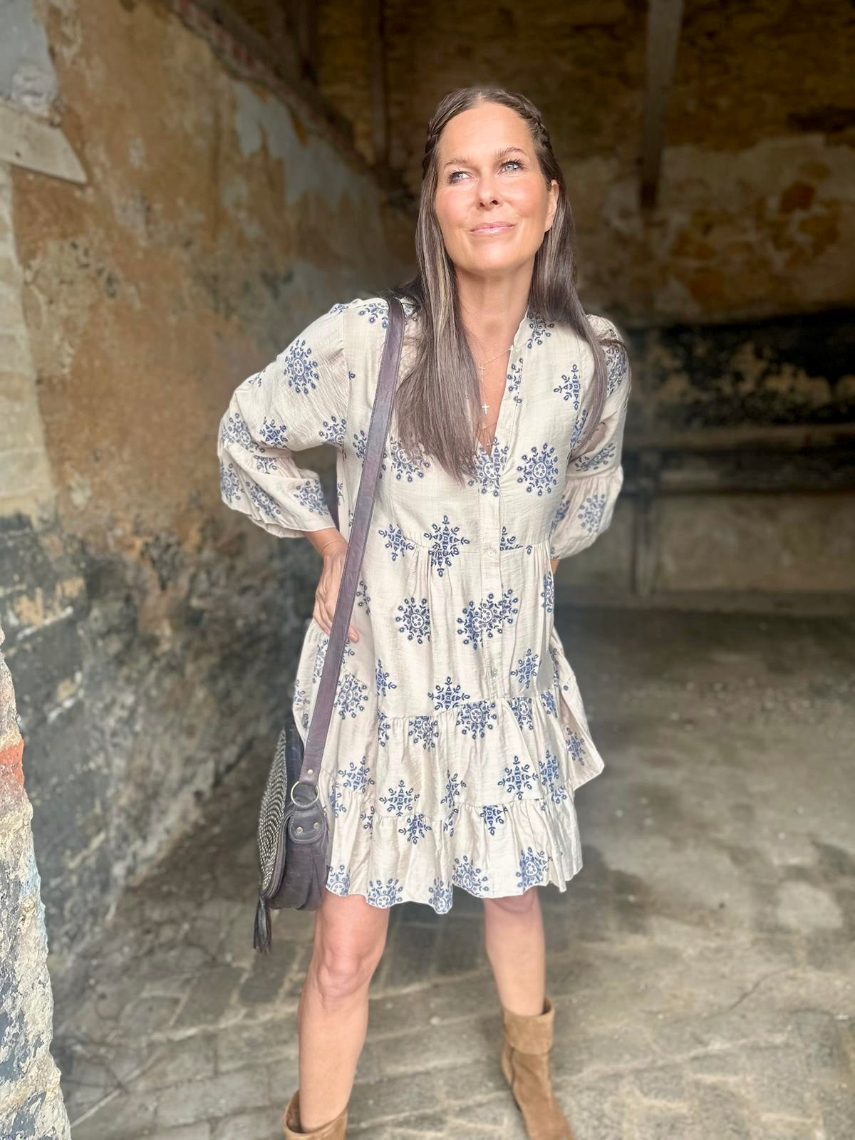 Maison Tiered Mini Dress - Neutral