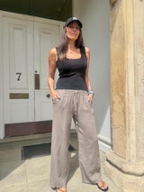 Linen Drawstring Pant - Dark Taupe