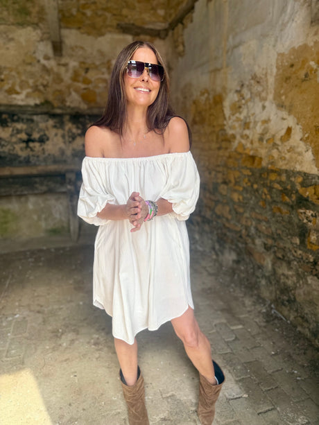 Off The Shoulder Dress - White