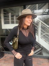 Clare Essential Top With Lace - Black