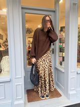 Layla Animal Print Midi Skirt - Amber