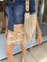 Aveline Sequin Mini Skirt - Biscuit