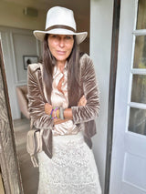 Victoria Velvet Blazer - Mushroom