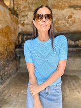Cam Short Sleeve Knit - Blue